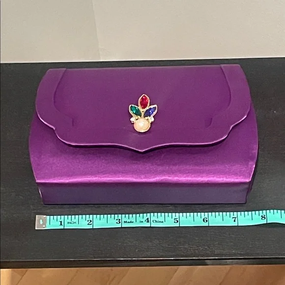 NWOT Elegant Purple Clutch with Jewel Accent - Picture 5 of 6